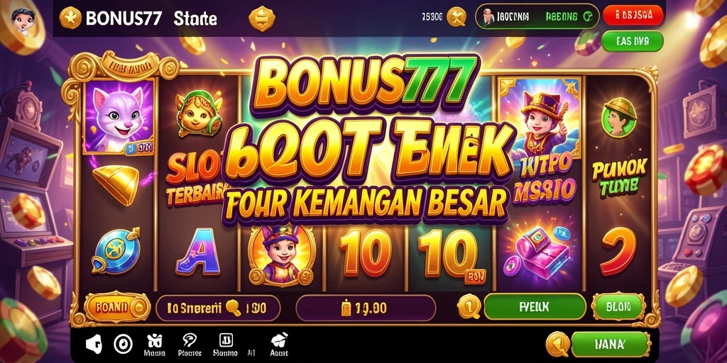 Tampilan gameplay menarik di BONUS777 dengan mesin Slot berwarna-warni.