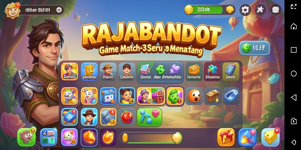 Screenshot gameplay RAJABANDOT yang menampilkan momen mencocokkan objek.