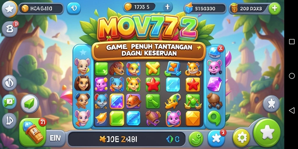 Screenshot gameplay SOV777 dengan kombinasi permata yang seru.